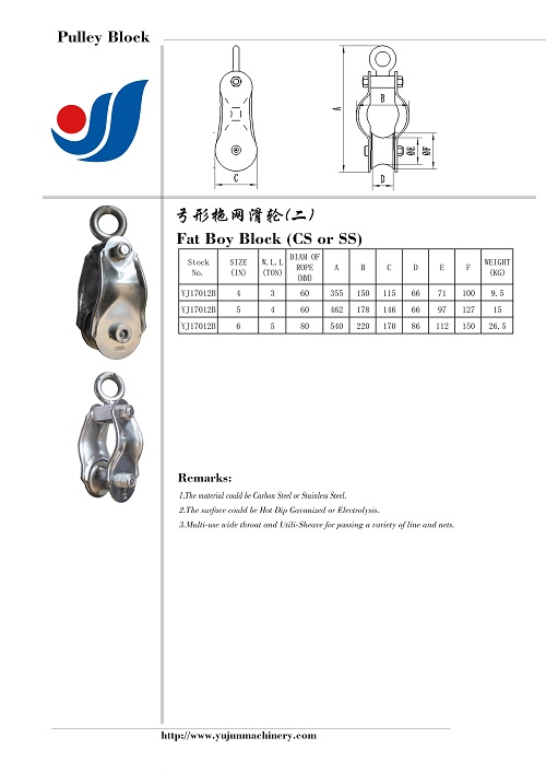 海洋捕鱼业用弓形拖网滑轮热镀锌/不锈钢