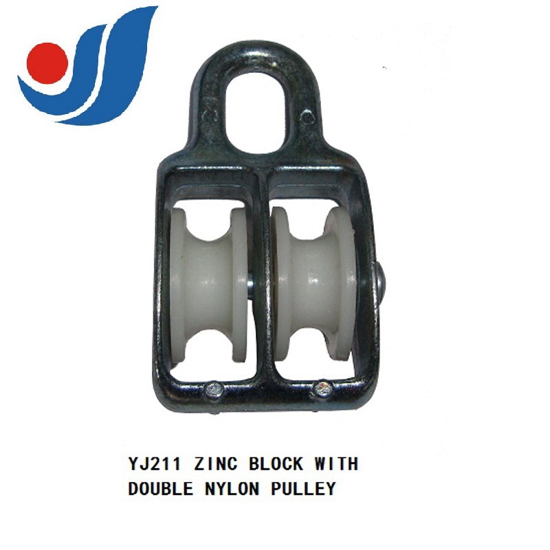YJ211 ZINC BLOCK WITH DOUBLE NYLON PULLEY