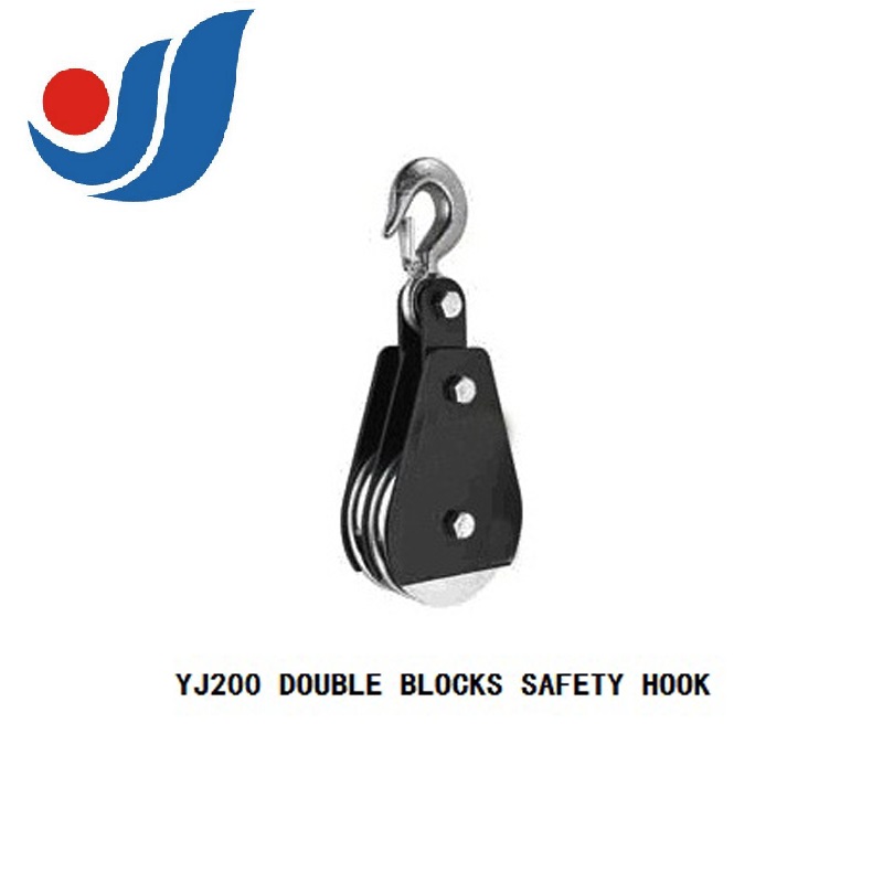 YJ200 DOUBLE SHEAVE BLOCK WITH SWIVEL SAFETY HOOK